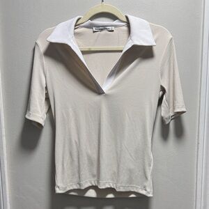 Abercrombie & Fitch Cream Polo Collar Blouse